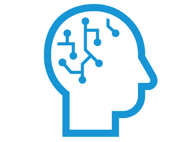 Technischer Support mit KI - Icon blau